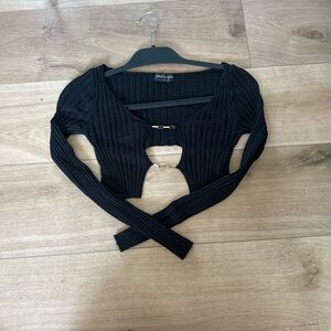 White Fox black crop top